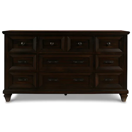 Traditional 9-Drawer Dresser with Felt Lined Jewelry Tray